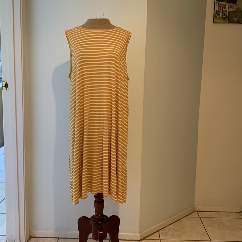 Joan Vass Summer Soft Scoop Neck Stretch Sleeveless  Beach Pool Tank Dress 1X